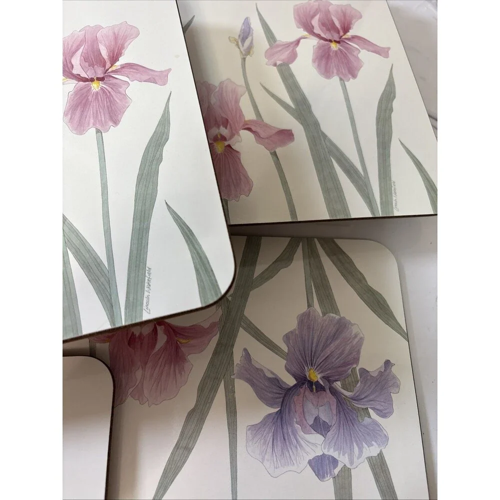 Set of 6 Jason PLACEMATS in Box New Zealand Flowers Iris time Design Vintage